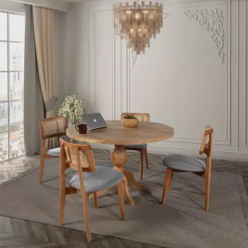 Tavolinë me karrige, 5 copë, Skye Decor, Albero138, ngjyrë natyrale