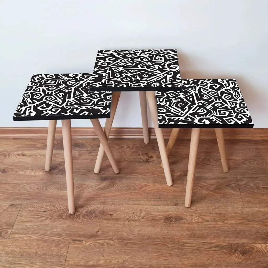 Set tavolinash të mbivendosura Skye Decor, 3 copë, e zezë - 1