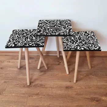 Set tavolinash të mbivendosura Skye Decor, 3 copë, e zezë