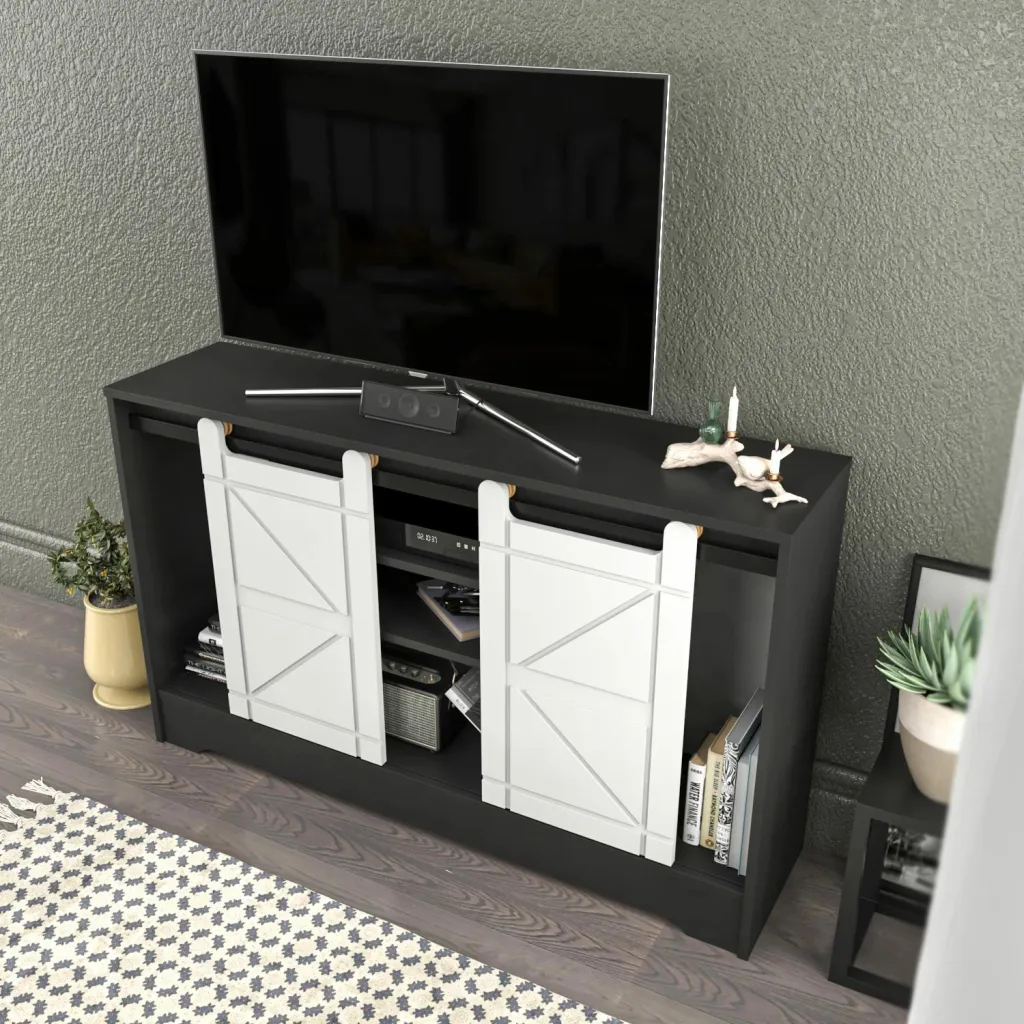 Komodë TV Skye Decor, ngjyrë gri, e bardhë - 4