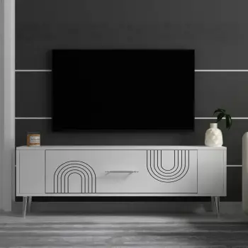 Komodë për TV Skye Decor, Retrol2, e bardhë, argjend