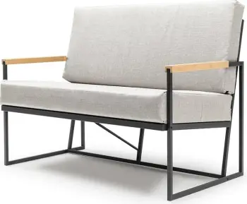 Divan kopshti dy vendësh, Skye Decor, krahë druri, bezhë/zi, 124x83x60cm