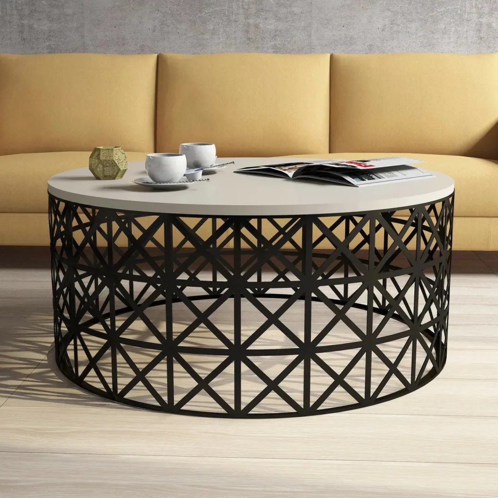Tavolinë kafeje Skye Decor, metal ferforje, krem - 2