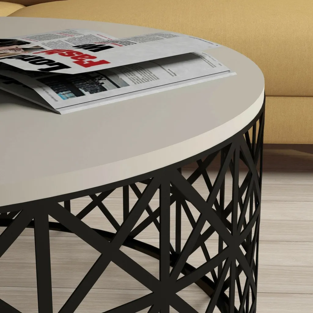 Tavolinë kafeje Skye Decor, metal ferforje, krem - 3