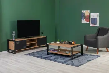 Set mobiljesh për dhomë dite, Skye Decor, Cosmo Takım 25, ngjyrë pishë Atlantike dhe e zezë