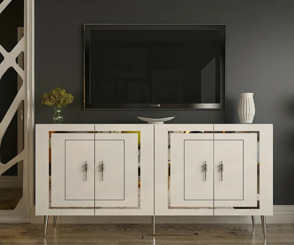Konsol Skye Decor, Piero KB150, e bardhë, argjend - 1