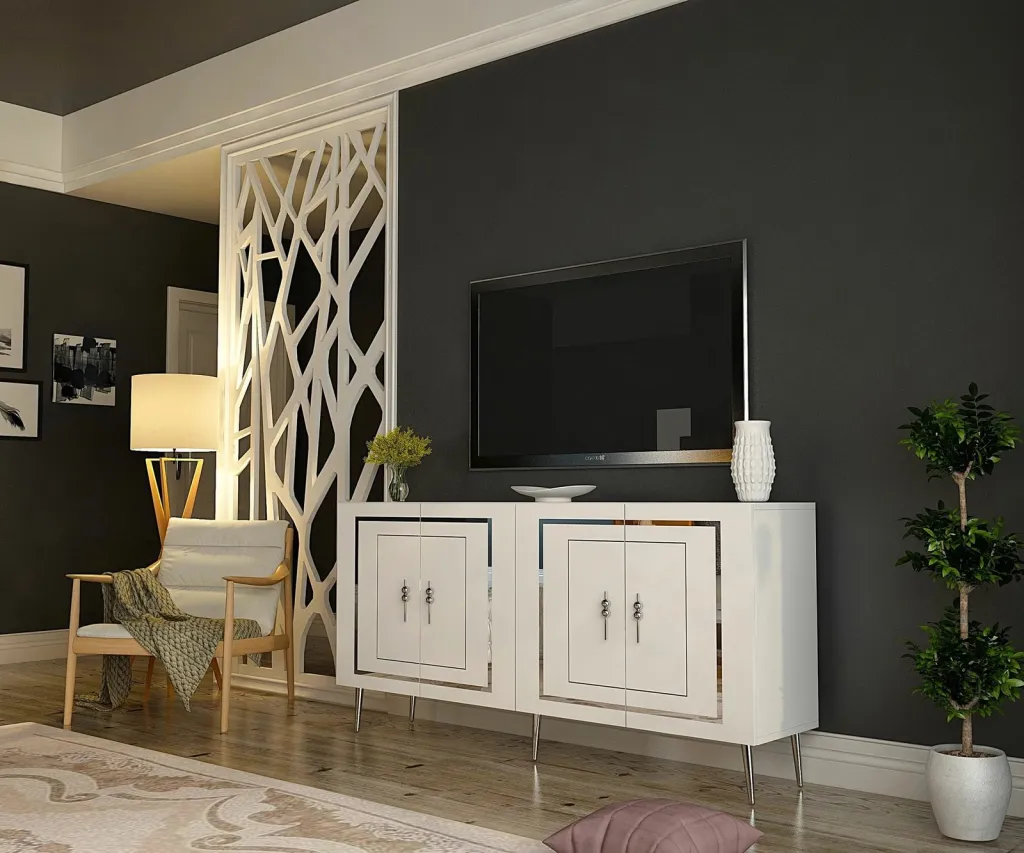 Konsol Skye Decor, Piero KB150, e bardhë, argjend - 2