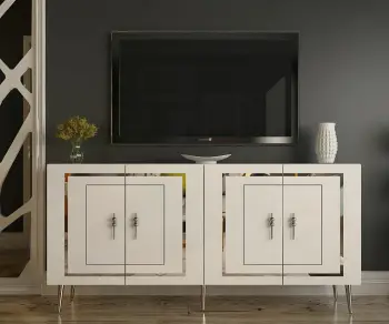 Konsol Skye Decor, Piero KB150, e bardhë, argjend