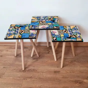 Set tavolinash ndihmëse, 3 copë, Skye Decor, shumëngjyrëshe, 3Shp25