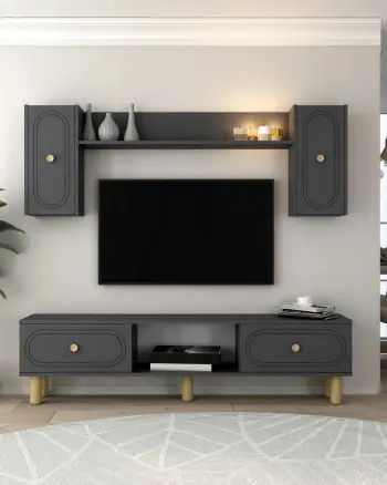 Komodë TV Skye Decor, ngjyrë antracit, Polen Bohem
