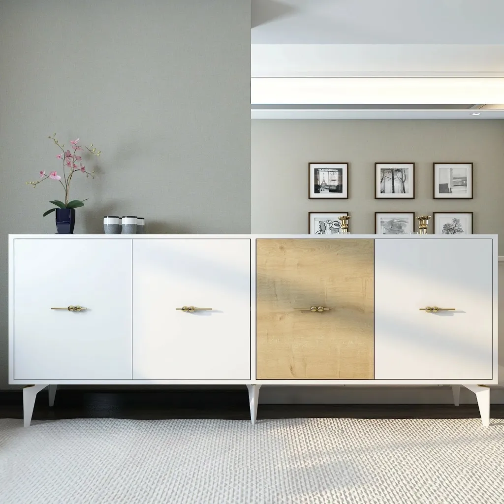 Konsol Skye Decor, e bardhë, lisi sapphire - 1