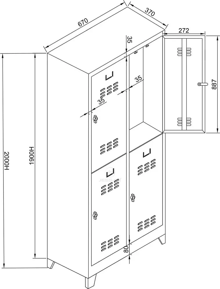 Dollap metalik për depozitë, gri e kuqe, Skye Decor, Js1026Kı - 3