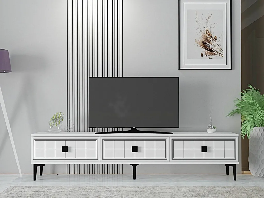 Komodë TV Skye Decor, Yuka 180, e bardhë - 1