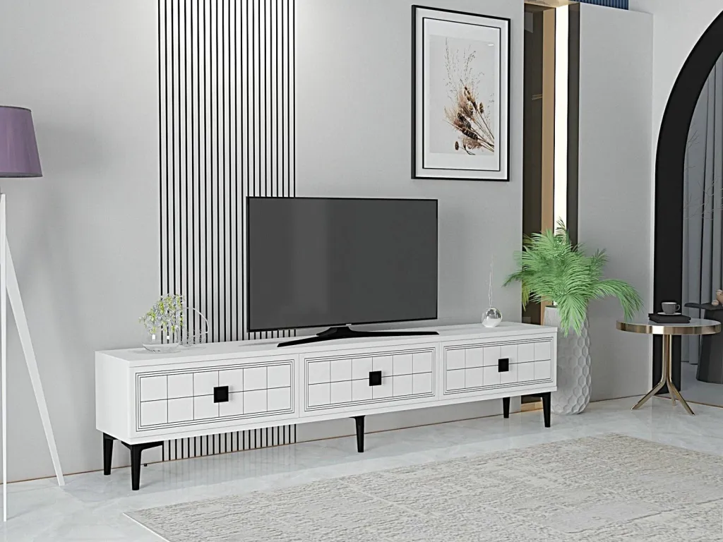 Komodë TV Skye Decor, Yuka 180, e bardhë - 2