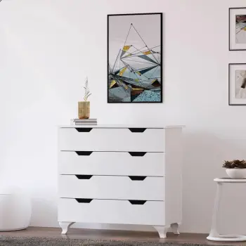 Komodë Skye Decor, Rb-162, ngjyrë e bardhë mat