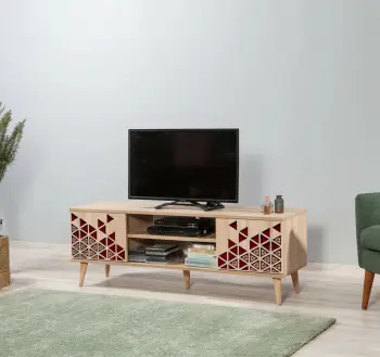 Komodë TV Skye Decor, Truva-122, ngjyrë lisi Sonoma