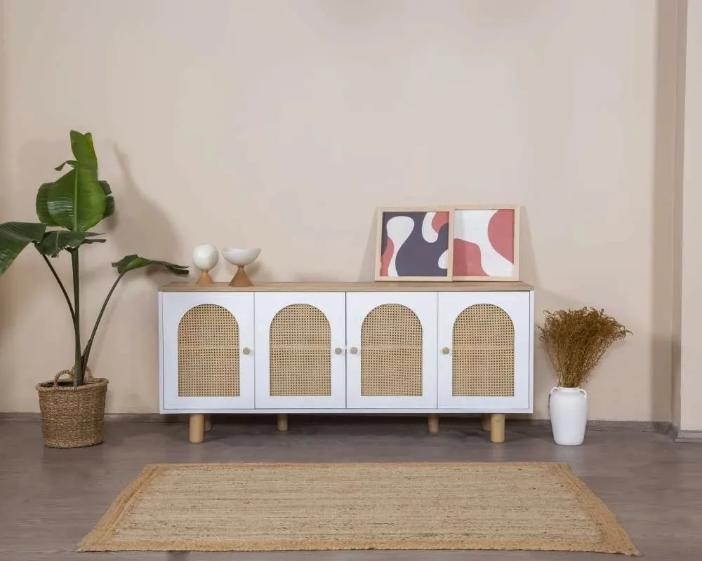 Konsol Skye Decor, bohem, e bardhë dhe lis - 1