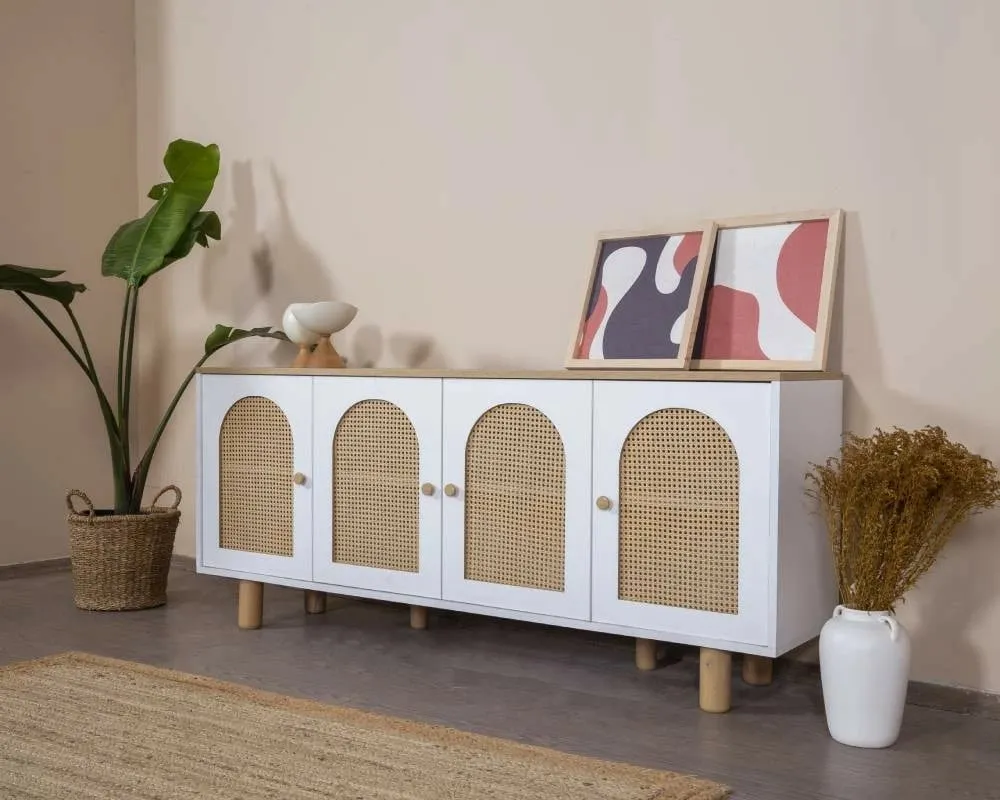 Konsol Skye Decor, bohem, e bardhë dhe lis - 2