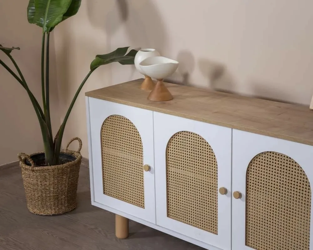 Konsol Skye Decor, bohem, e bardhë dhe lis - 3