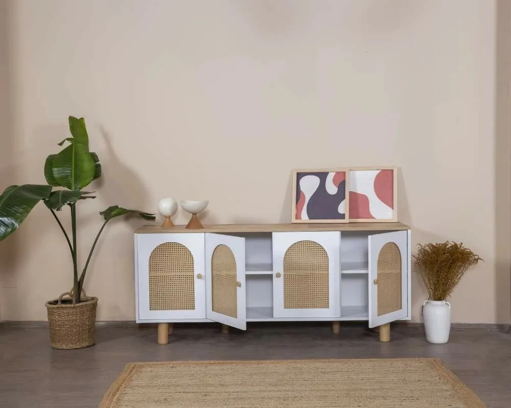Konsol Skye Decor, bohem, e bardhë dhe lis - 4