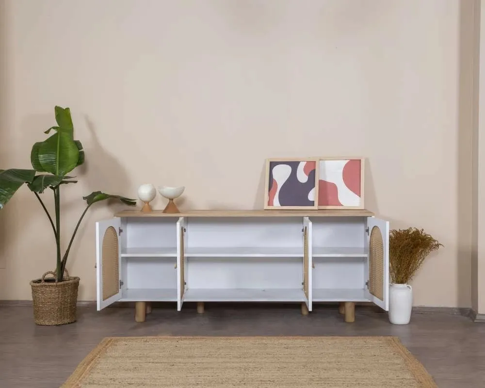 Konsol Skye Decor, bohem, e bardhë dhe lis - 6