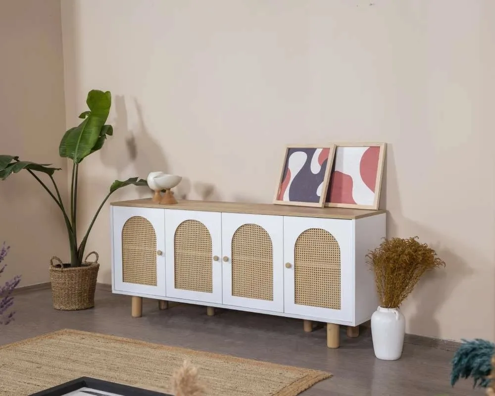 Konsol Skye Decor, bohem, e bardhë dhe lis - 10