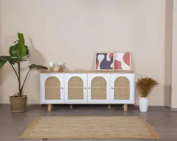 Konsol Skye Decor, bohem, e bardhë dhe lis