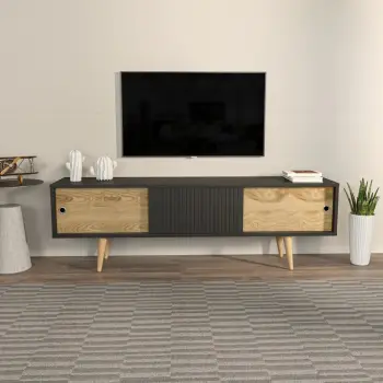 Komodë TV Skye Decor, ngjyrë antracit-dru lisi