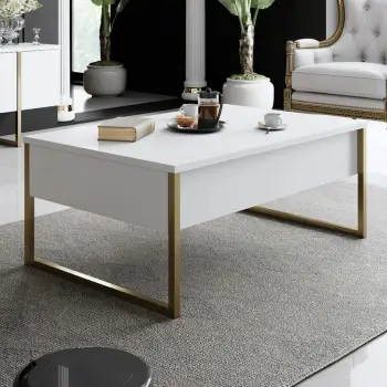 Tavolinë kafeje Skye Decor, Luxe, e bardhë dhe ari