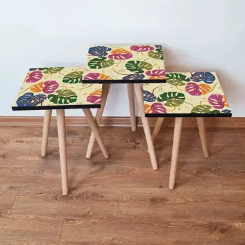 Set tavolinash ndihmëse, shumëngjyrëshe, Skye Decor, 3Shp139, 3 copë