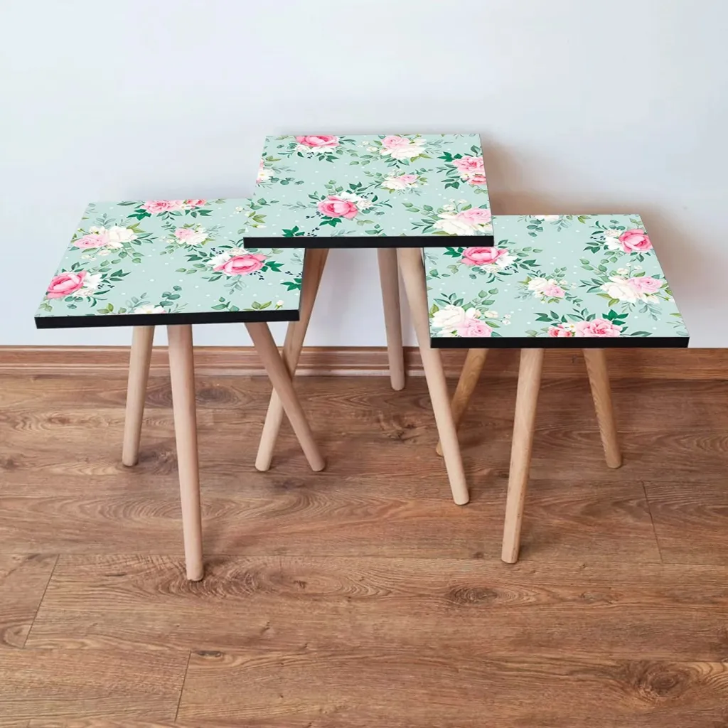 Set tavolinash të mbivendosura Skye Decor, 3 copë, jeshile - 1