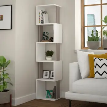 Raft librash Skye Decor, ngjyrë e bardhë dhe moka e çelët