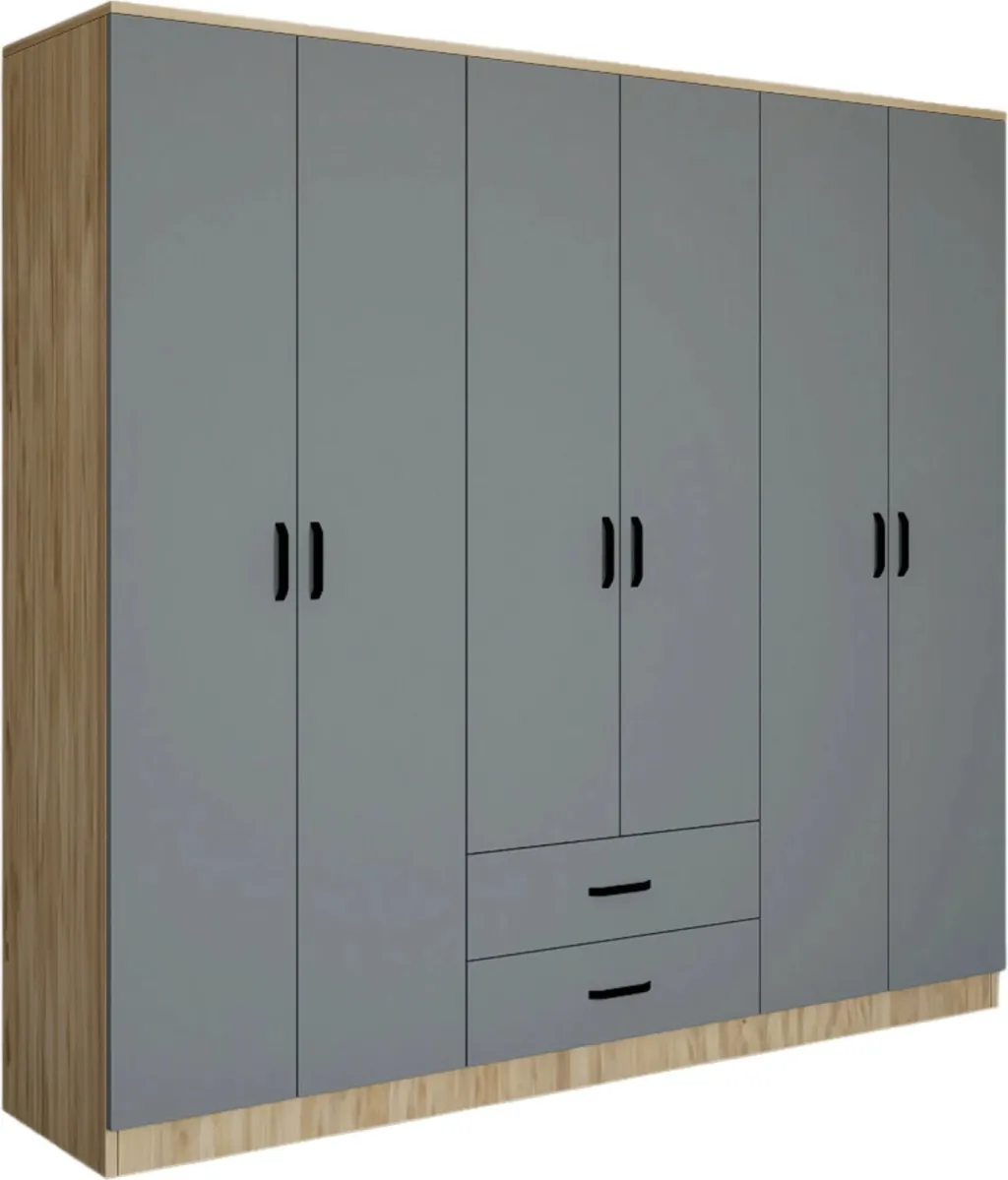 Dollap Skye Decor, ngjyrë gri dhe e bardhë, Yaman Luna - Fel 1600-65, 180x190x45 cm - 8