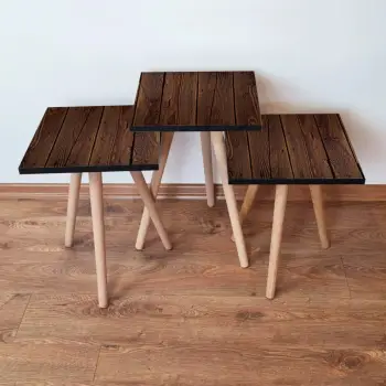 Set tavolinash ndihmëse, 3 copë, ngjyrë kafe, Skye Decor, 3Shp365