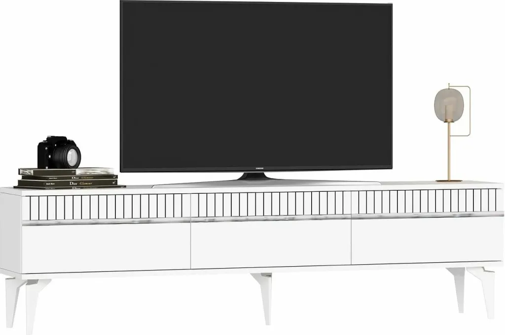 Komodë për TV, Skye Decor, ngjyrë e bardhë dhe argjend - 4