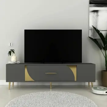Komodë për TV Skye Decor, anthracite dhe ari, Dekop2