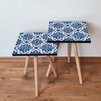 Set tavolinash të vendosshme, Skye Decor, 2Shp23, ngjyrë blu e errët, 2 copë