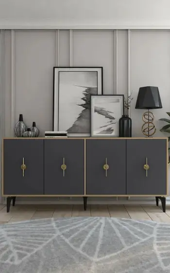 Konsol Skye Decor, ngjyrë lis safir dhe antracit