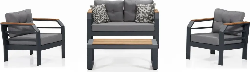Set lounge për kopsht Skye Decor, 2+1+1+tryezë, gri, e zezë - 1