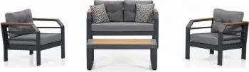 Set lounge për kopsht Skye Decor, 2+1+1+tryezë, gri, e zezë