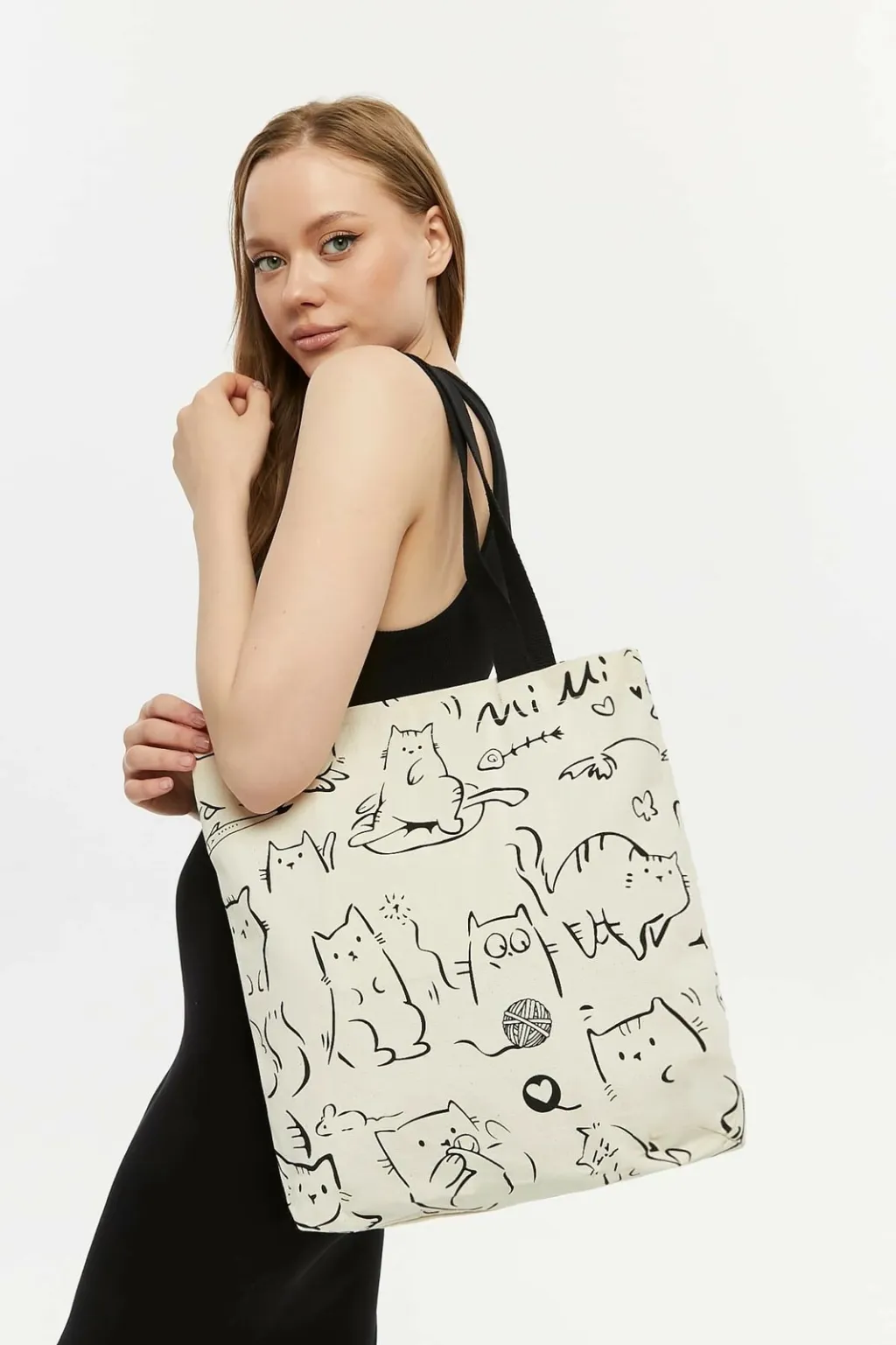 Çantë tote Zoozie Bags, krem e zezë, 2207 - 7