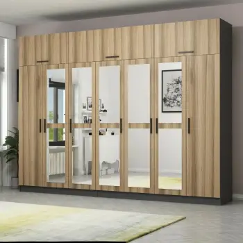 Dollap garderobe Skye Decor, ngjyrë arre dhe antracit, 315x235x52cm