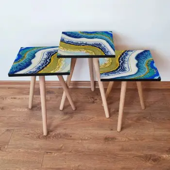 Set tavolinash të vendosshme, shumëngjyrëshe, Skye Decor, 3 copë, 3Shp71