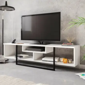Komodë TV Skye Decor, e bardhë dhe e zezë, 150cm
