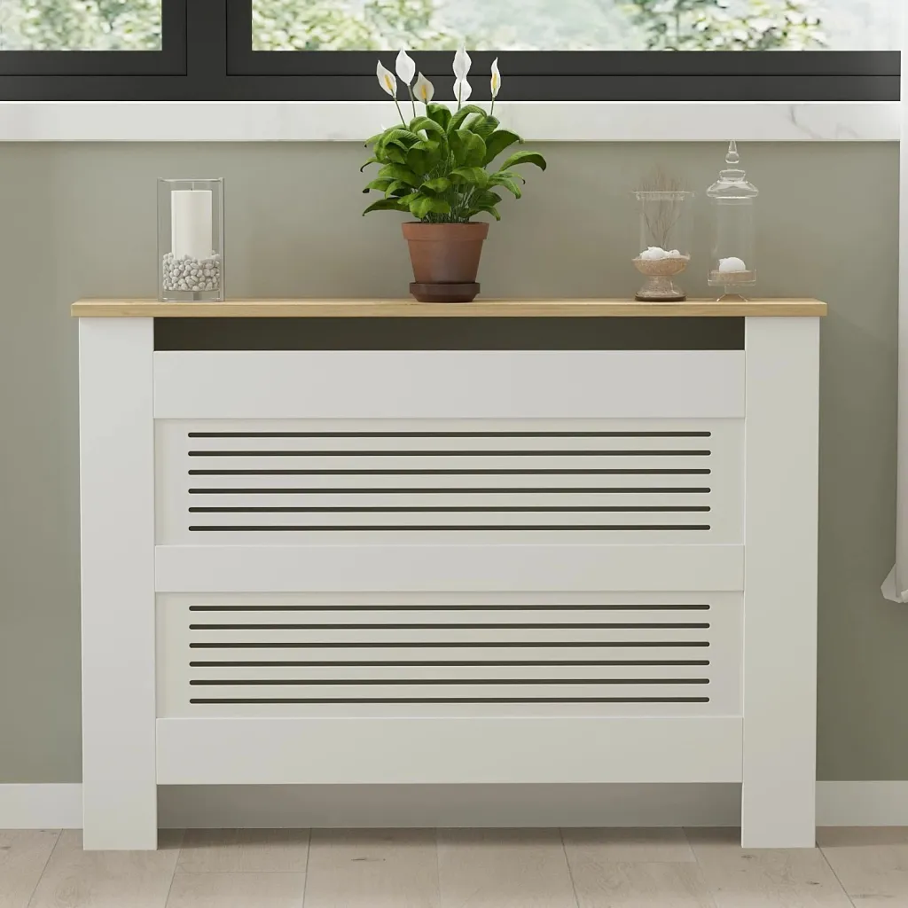 Kapak radiatorësh Skye Decor, ngjyrë lis safir dhe e bardhë - 2