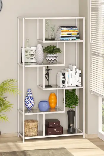 Raft librash Skye Decor, i bardhë, transparent, By-30