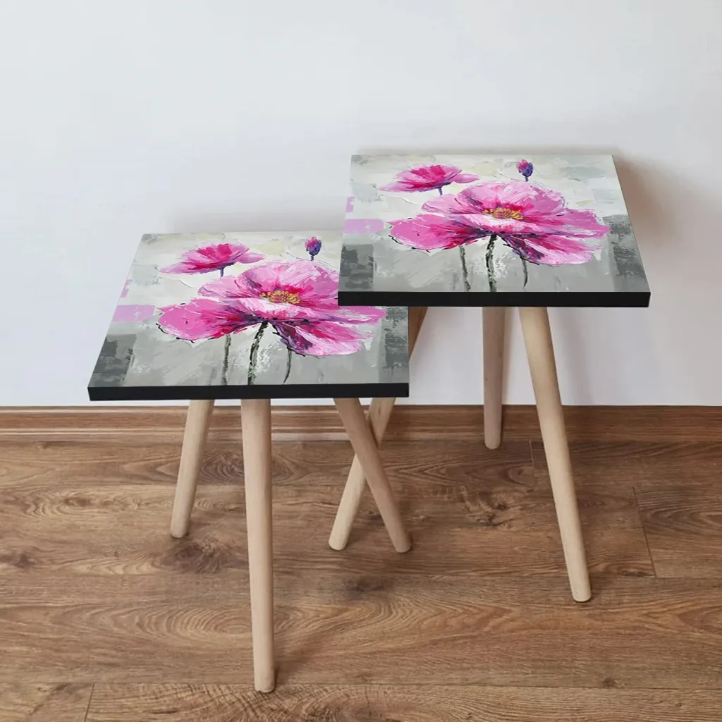 Set tavolinash të ndërlidhura, Skye Decor, 2 copë, ngjyrë rozë - 1
