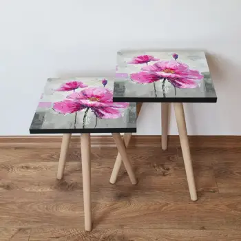 Set tavolinash të ndërlidhura, Skye Decor, 2 copë, ngjyrë rozë