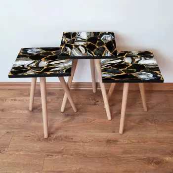 Set tavolinash ndihmëse, 3 copë, Skye Decor, e zezë, 3Shp99