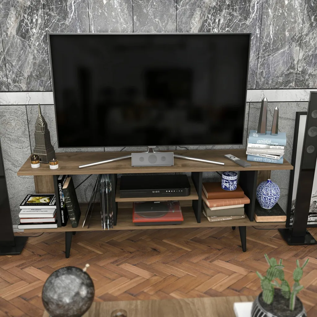 Komodinë TV Skye Decor, ngjyrë arre, e zezë - 1